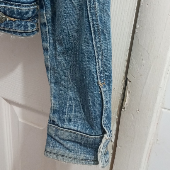 12345678 Fur Trim Cropped Jean Jacket Size Medium - Picture 7 of 8